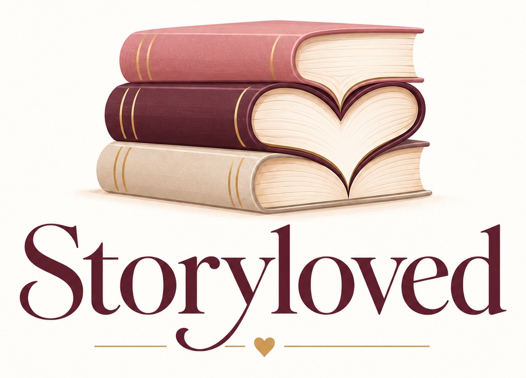 Storyloved — a stack of books with heart-shaped pages